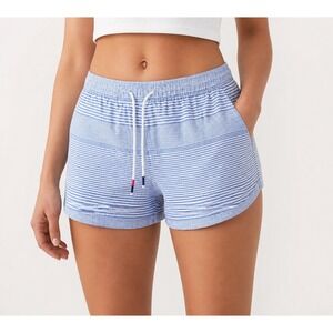 Vineyard Vines Women's Linen Blend Shorts Blue White Stripe Drawstring Small